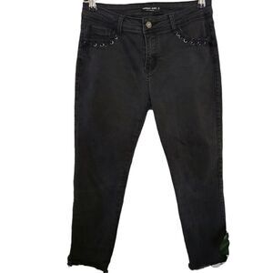 Hammer Capri Raw Hem Grommet Lace Jeans